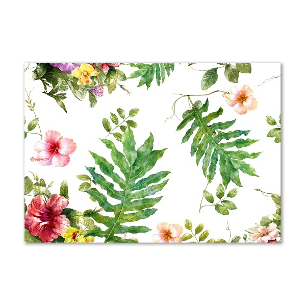 Glasbild Blumenmuster