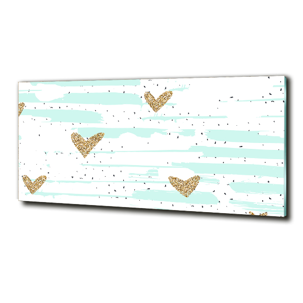 Foto glasbild Hintergrund mit goldenen Herzen