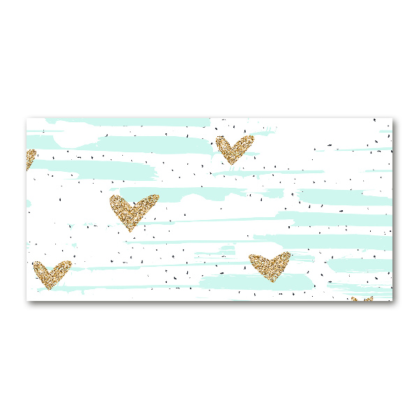 Foto glasbild Hintergrund mit goldenen Herzen