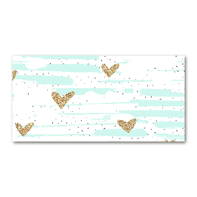 Foto glasbild Hintergrund mit goldenen Herzen