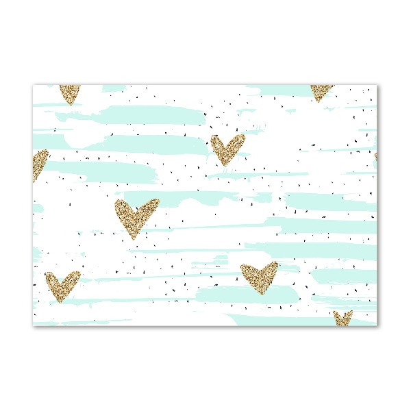 Foto glasbild Hintergrund mit goldenen Herzen