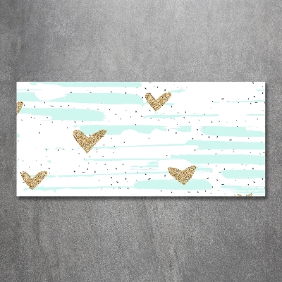 Foto glasbild Hintergrund mit goldenen Herzen