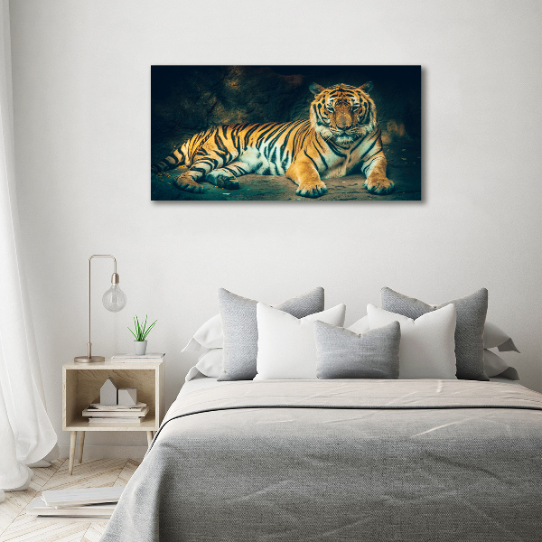 Foto glasbild Tiger in der Höhle