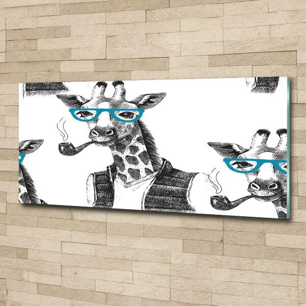 Bild auf glas Giraffe mit Brille