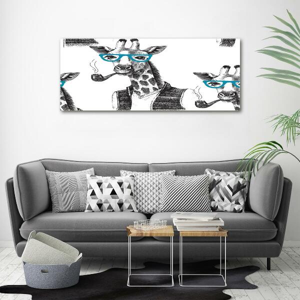 Bild auf glas Giraffe mit Brille
