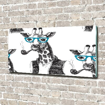 Bild auf glas Giraffe mit Brille