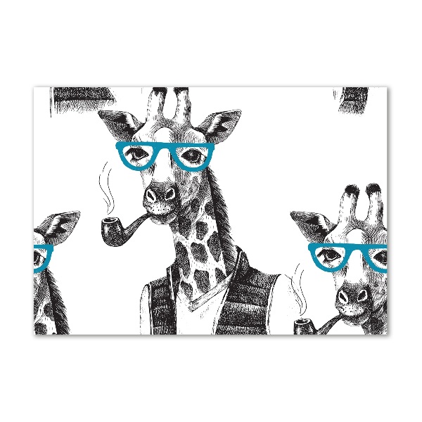 Bild auf glas Giraffe mit Brille