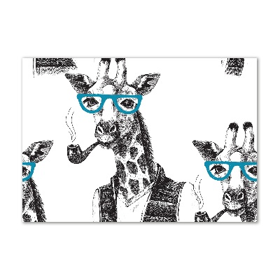 Bild auf glas Giraffe mit Brille