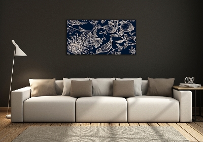 Foto glasbild Blumen und Vögel