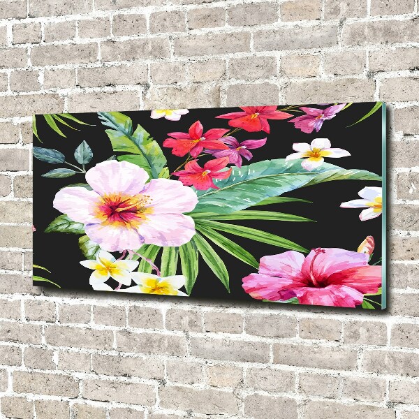 Foto glasbild Hawaiianische Blumen