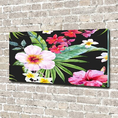 Foto glasbild Hawaiianische Blumen