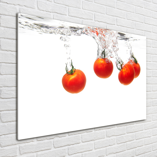 Glasbild Tomaten unter Wasser