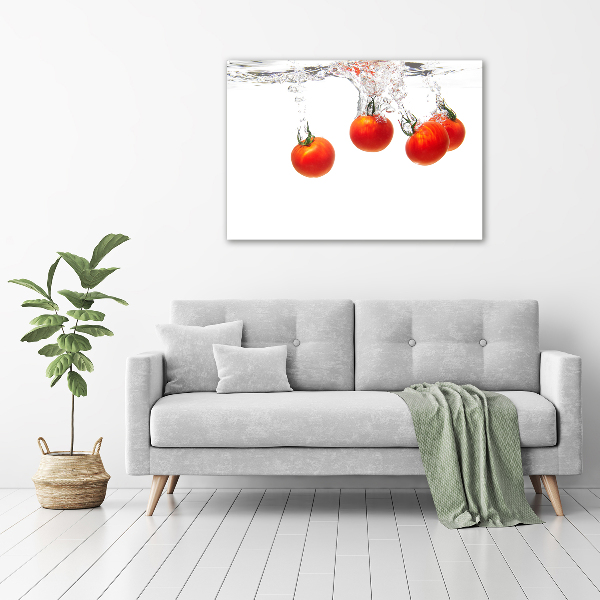 Glasbild Tomaten unter Wasser