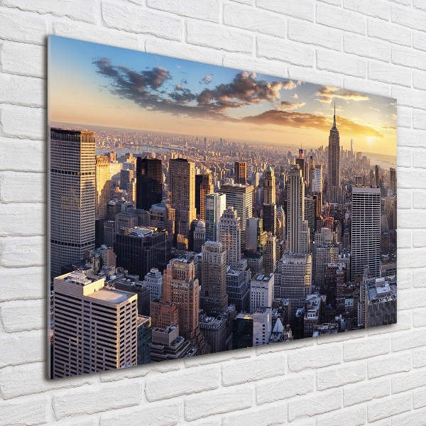 Glasbild New York aus der Vogelperspektive