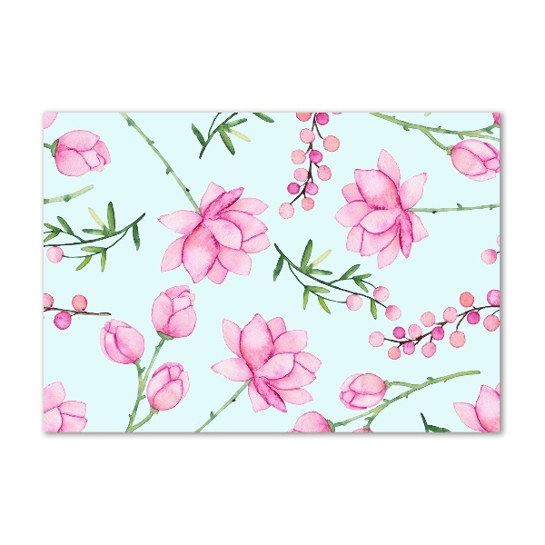 Glasbild Blüten und Beeren