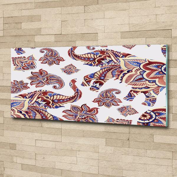 Glasbild Elefantenornamente