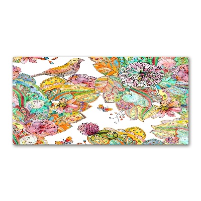 Foto glasbild Vogel und Ornamente