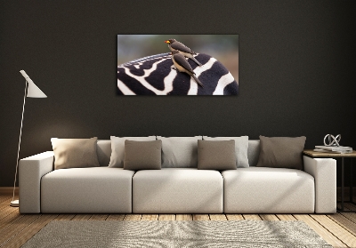 Glasbild Vögel und Zebras