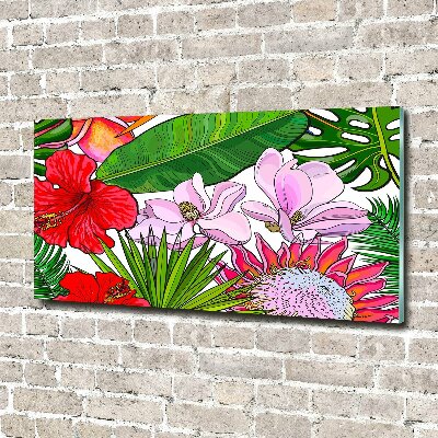Foto glasbild Hawaiianische Blumen