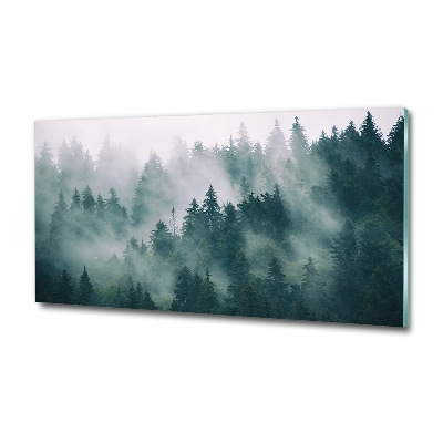 Glasbild Nebel über dem Wald