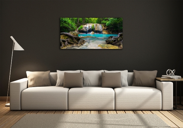 Foto glasbild Wasserfall im Wald