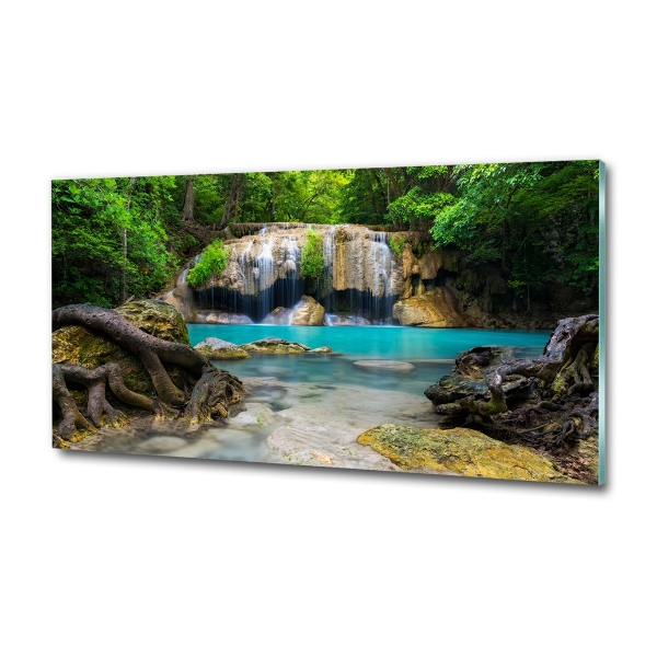 Foto glasbild Wasserfall im Wald