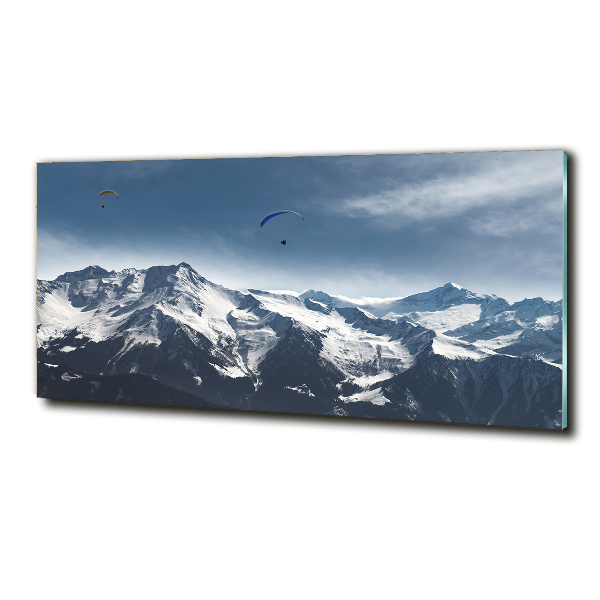 Foto glasbild Gleitschirmfliegen in den Alpen