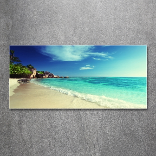 Glasbild Strand der Seychellen