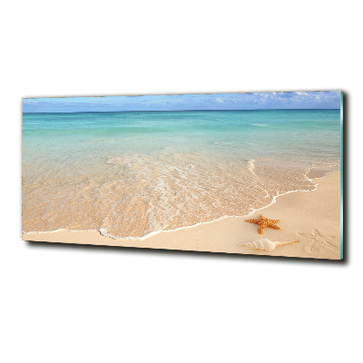 Foto glasbild Seesterne am Strand