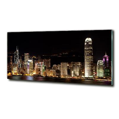 Foto glasbild Hongkong bei Nacht