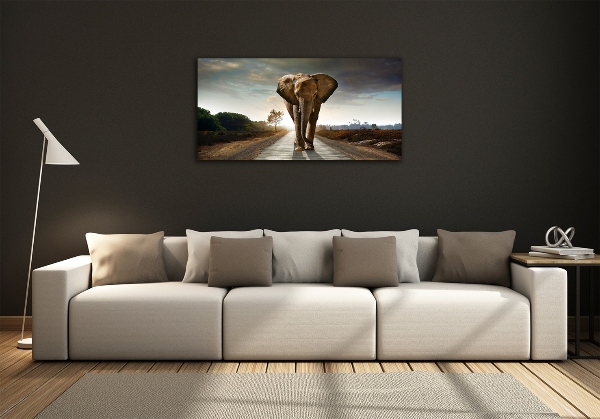 Glasbild Laufender Elefant