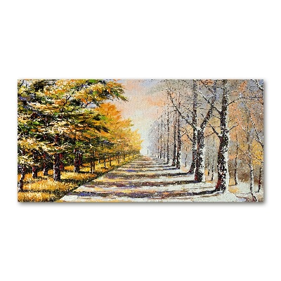 Glasbild Herbst vs. Winter