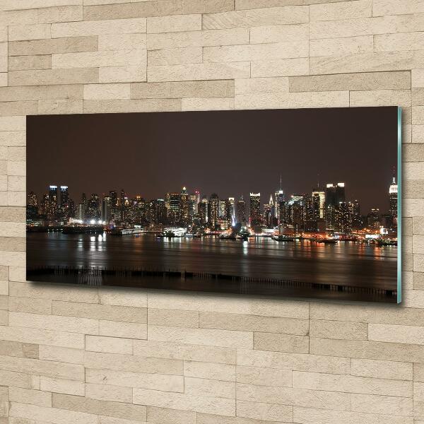 Foto glasbild New York bei Nacht