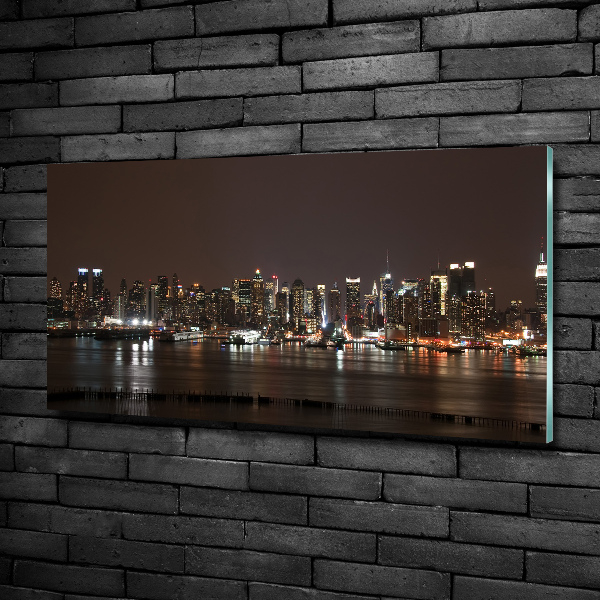 Foto glasbild New York bei Nacht