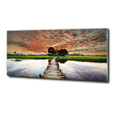 Glasbild Holzbrücke