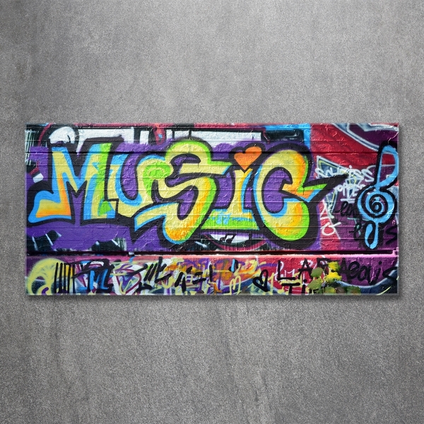 Glasbild Graffiti an der Wand