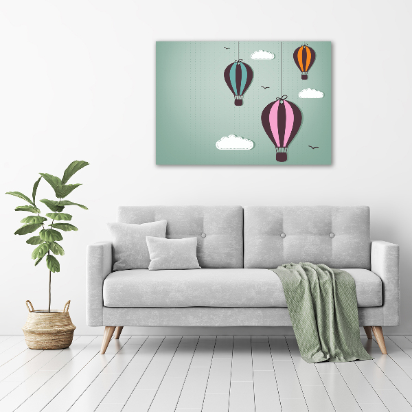 Glasbild Fliegende Ballons