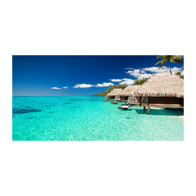 Glasbild Bungalows über dem Wasser