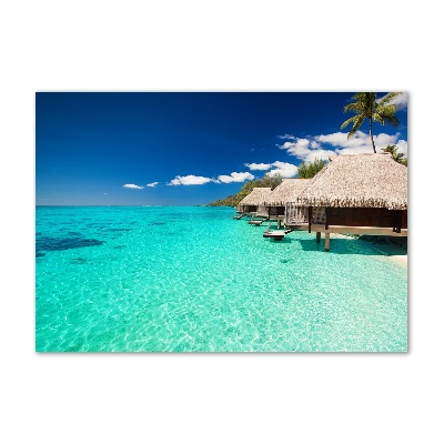 Glasbild Bungalows über dem Wasser