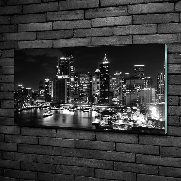 Glasbild Sydney bei Nacht