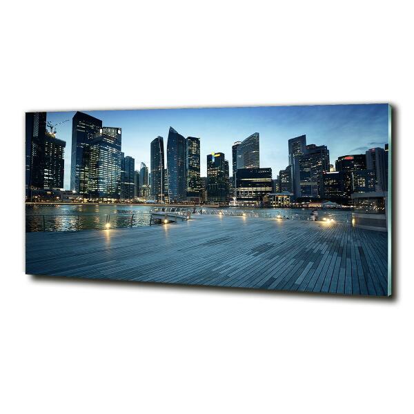 Foto glasbild Singapur bei Nacht