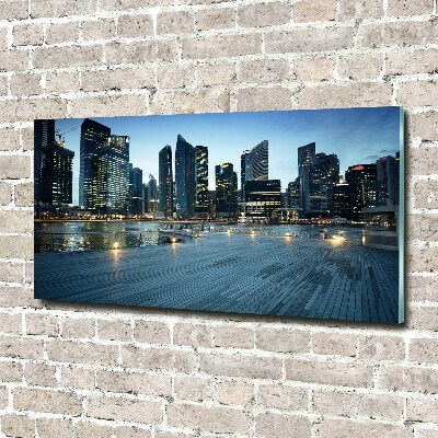 Foto glasbild Singapur bei Nacht