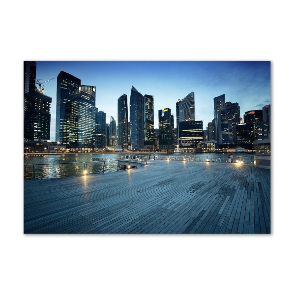 Foto glasbild Singapur bei Nacht