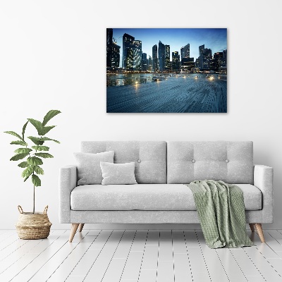 Foto glasbild Singapur bei Nacht