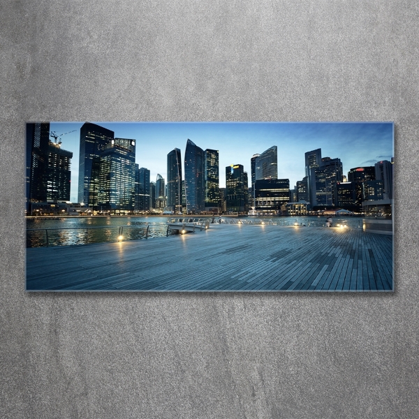 Foto glasbild Singapur bei Nacht