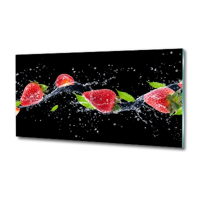 Bild auf glas Erdbeeren und Wasser