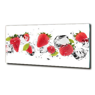 Glasbild Erdbeeren und Wasser