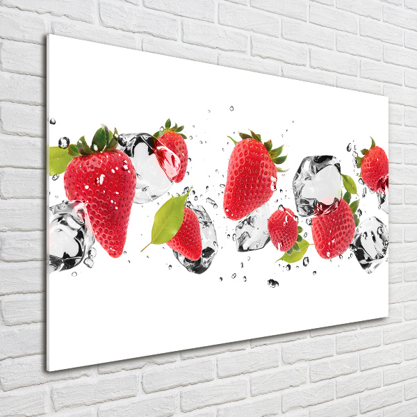 Glasbild Erdbeeren und Wasser