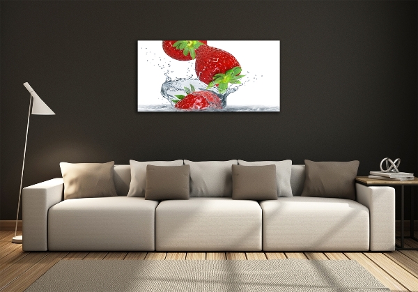 Foto glasbild Erdbeeren und Wasser