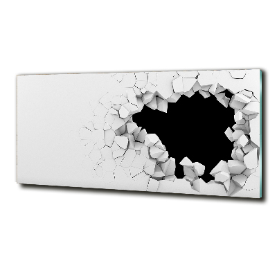 Glasbild Loch in der Wand